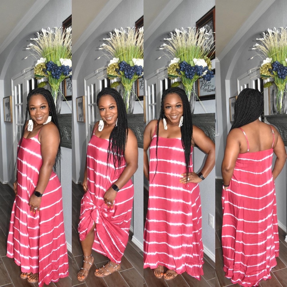 Raspberry and White Tie-Dye Dress